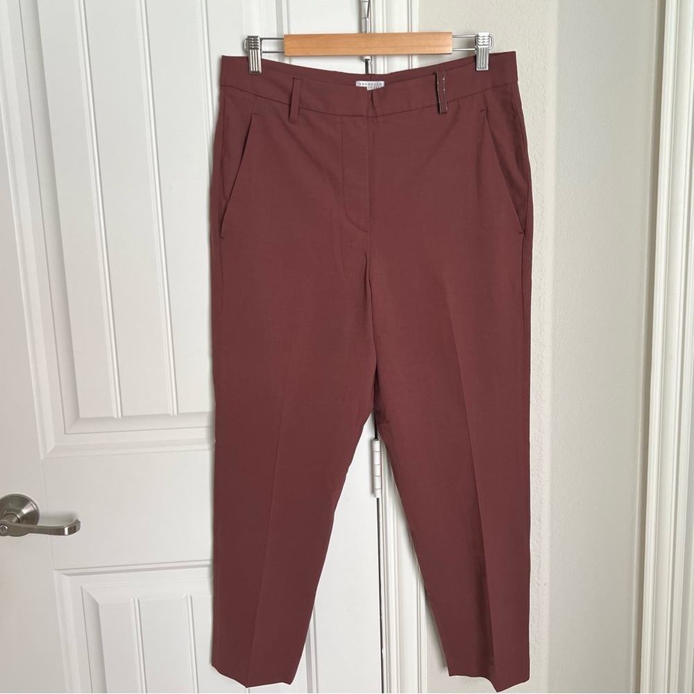 Brunello Cucinelli 6 Maroon Burgundy Red Wool Women’s Pants